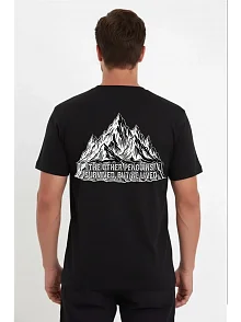 Erkek T-shirt Nihilist Penguen Baskılı Bisiklet Yaka Kısa Kol Yazlık Tişört - Siyah