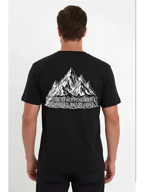 Erkek T-shirt Nihilist Penguen Baskılı Bisiklet Yaka Kısa Kol Yazlık Tişört - Siyah Erkek T-shirt Nihilist Penguen Baskılı Bisiklet Yaka Kısa Kol Yazlık Tişört - Siyah
