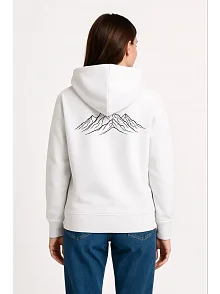 Kadın 3 İplik Pamuklu Kapüşonlu Hoodie Sweatshirt Nihilist Penguen Baskılı - Beyaz