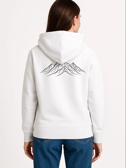 Kadın 3 İplik Pamuklu Kapüşonlu Hoodie Sweatshirt Nihilist Penguen Baskılı - Beyaz