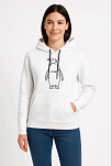Kadın 3 İplik Pamuklu Kapüşonlu Hoodie Sweatshirt Nihilist Penguen Baskılı - Beyaz