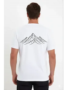 Erkek T-shirt Nihilist Penguen Baskılı Bisiklet Yaka Kısa Kol Yazlık Tişört - Beyaz