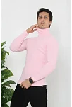 Erkek Fitilli Kaşkorse Kumaş Boğazlı Full Likralı Slimfit Body - Toz Pembe
