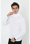 Erkek Fitilli Kaşkorse Kumaş Boğazlı Full Likralı Slimfit Body - Beyaz