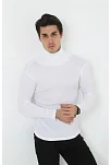 Erkek Fitilli Kaşkorse Kumaş Boğazlı Full Likralı Slimfit Body - Beyaz