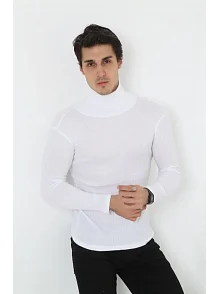 Erkek Fitilli Kaşkorse Kumaş Boğazlı Full Likralı Slimfit Body - Beyaz Erkek Fitilli Kaşkorse Kumaş Boğazlı Full Likralı Slimfit Body - Beyaz