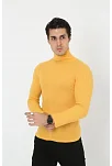 Erkek Fitilli Kaşkorse Kumaş Boğazlı Full Likralı Slimfit Body - Sarı
