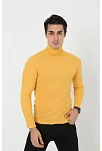Erkek Fitilli Kaşkorse Kumaş Boğazlı Full Likralı Slimfit Body - Sarı