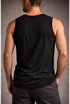 Erkek Flamlı Kumaş Kolsuz Atlet Günlük Fitness Spor T-shirt - Siyah