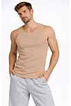 Erkek Spor Fitilli Kaşkorse Arka Basklı Atlet 3'lü Set Beyaz-bebek Mavisi-kahverengi