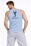 Erkek Spor Fitilli Kaşkorse Arka Basklı Atlet 3'lü Set Beyaz-bebek Mavisi-kahverengi