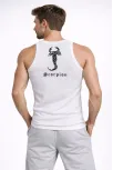 Erkek Spor Fitilli Kaşkorse Arka Basklı Atlet 3'lü Set Beyaz-bebek Mavisi-kahverengi