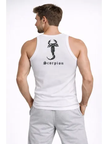 Erkek Spor Fitilli Kaşkorse Arka Basklı Atlet 3'lü Set Beyaz-bebek Mavisi-kahverengi