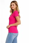 Kadın V Yaka Tişört Kısa Kol Slim Fit T-shirt 3'lü Set Pembe-saks Mavi-ekru