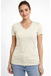 Kadın V Yaka Tişört Kısa Kol Slim Fit T-shirt 3'lü Set Pembe-saks Mavi-ekru