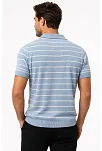 Erkek Triko Polo Yaka Fermuarlı Çizgili Tişört T-shirt Yazlık Şık - Bebek Mavisi