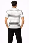Erkek Triko Polo Yaka Fermuarlı Çizgili Tişört T-shirt Yazlık Şık - Beyaz
