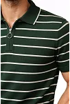 Erkek Triko Polo Yaka Fermuarlı Çizgili Tişört T-shirt Yazlık Şık - Yeşil