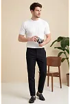 Erkek Yazlık Fitilli Triko Tişört Kısa Kol Bisiklet Yaka T-shirt - Beyaz