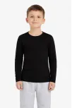 Erkek Çocuk Basic Uzun Kollu Tişört Okul Günlük Rahat T-shirt - Siyah