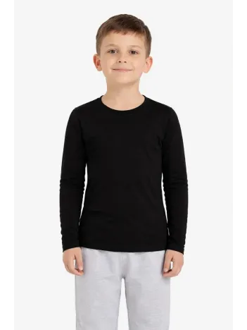 Erkek Çocuk Basic Uzun Kollu Tişört Okul Günlük Rahat T-shirt - Siyah