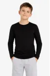 Erkek Çocuk Basic Uzun Kollu Tişört Okul Günlük Rahat T-shirt - Siyah