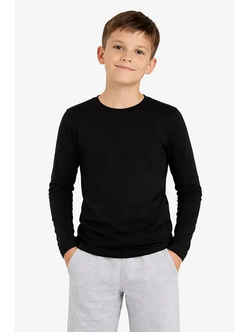Erkek Çocuk Basic Uzun Kollu Tişört Okul Günlük Rahat T-shirt - Siyah
