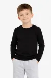 Erkek Çocuk Basic Uzun Kollu Tişört Okul Günlük Rahat T-shirt - Siyah
