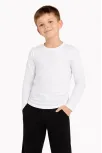 Erkek Çocuk Basic Uzun Kollu Tişört Okul Günlük Rahat T-shirt - Beyaz
