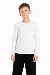 Erkek Çocuk Basic Uzun Kollu Tişört Okul Günlük Rahat T-shirt - Beyaz