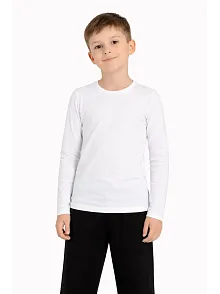 Erkek Çocuk Basic Uzun Kollu Tişört Okul Günlük Rahat T-shirt - Beyaz