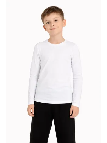 Erkek Çocuk Basic Uzun Kollu Tişört Okul Günlük Rahat T-shirt - Beyaz