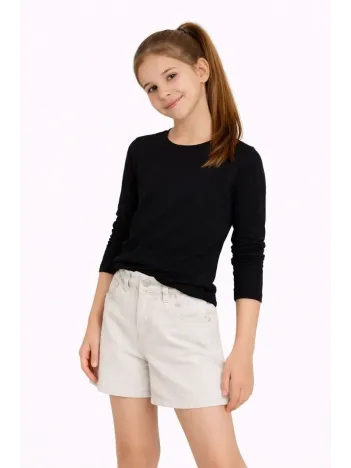 Kız Çocuk Basic Uzun Kollu Tişört Okul Günlük Rahat T-shirt - Siyah