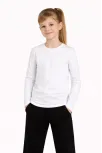 Kız Çocuk Basic Uzun Kollu Tişört Okul Günlük Rahat T-shirt - Beyaz