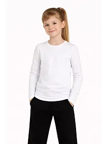 Kız Çocuk Basic Uzun Kollu Tişört Okul Günlük Rahat T-shirt - Beyaz