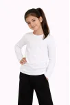 Kız Çocuk Basic Uzun Kollu Tişört Okul Günlük Rahat T-shirt - Beyaz