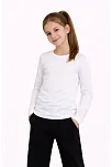 Kız Çocuk Basic Uzun Kollu Tişört Okul Günlük Rahat T-shirt - Beyaz