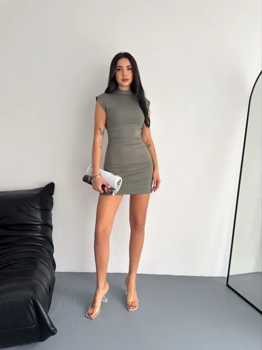 Kadın Mini Elbise Yarım Balıkçı Yaka Vücuda Oturan Şık Günlük Elbise - Mint Yeşili Kadın Mini Elbise Yarım Balıkçı Yaka Vücuda Oturan Şık Günlük Elbise - Mint Yeşili