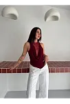 Kadın Dantel Detaylı Derin Dekolte Body Şık Kolsuz Yazlık Bodysuit - Bordo