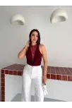 Kadın Dantel Detaylı Derin Dekolte Body Şık Kolsuz Yazlık Bodysuit - Bordo Kadın Dantel Detaylı Derin Dekolte Body Şık Kolsuz Yazlık Bodysuit - Bordo