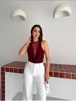 Kadın Dantel Detaylı Derin Dekolte Body Şık Kolsuz Yazlık Bodysuit - Bordo Kadın Dantel Detaylı Derin Dekolte Body Şık Kolsuz Yazlık Bodysuit - Bordo