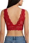 Kadın Dantel Bralet Crop Sütyen V Yaka Askılı Şık Esnek Rahat - Kırmızı