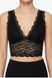 Kadın Dantel Bralet Crop Sütyen V Yaka Askılı Şık Esnek Rahat - Siyah Kadın Dantel Bralet Crop Sütyen V Yaka Askılı Şık Esnek Rahat - Siyah