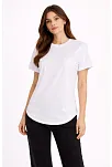 Kadın Basic T-shirt Kısa Kol Bisiklet Yaka Oval Kesim Tişört - Beyaz