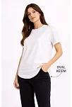 Kadın Basic T-shirt Kısa Kol Bisiklet Yaka Oval Kesim Tişört - Beyaz