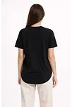 Kadın Basic T-shirt Kısa Kol Bisiklet Yaka Oval Kesim Tişört - Siyah