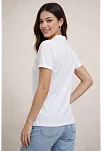 Kadın Polo Yaka Pike Kumaş Düğmeli Basic Tişört T-shirt Günlük Rahat - Beyaz