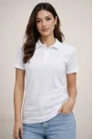 Kadın Polo Yaka Pike Kumaş Düğmeli Basic Tişört T-shirt Günlük Rahat - Beyaz Kadın Polo Yaka Pike Kumaş Düğmeli Basic Tişört T-shirt Günlük Rahat - Beyaz