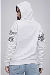 Kadın 3 İplik Pamuklu Kapüşonlu Baskılı Sweatshirt Hoodie - Beyaz
