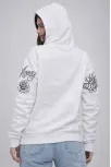 Kadın 3 İplik Pamuklu Kapüşonlu Baskılı Sweatshirt Hoodie - Beyaz Kadın 3 İplik Pamuklu Kapüşonlu Baskılı Sweatshirt Hoodie - Beyaz
